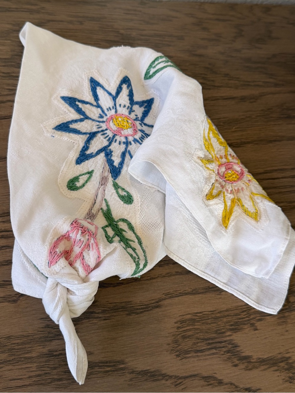 Bandana Scarf from Vintage Embroidered Linens